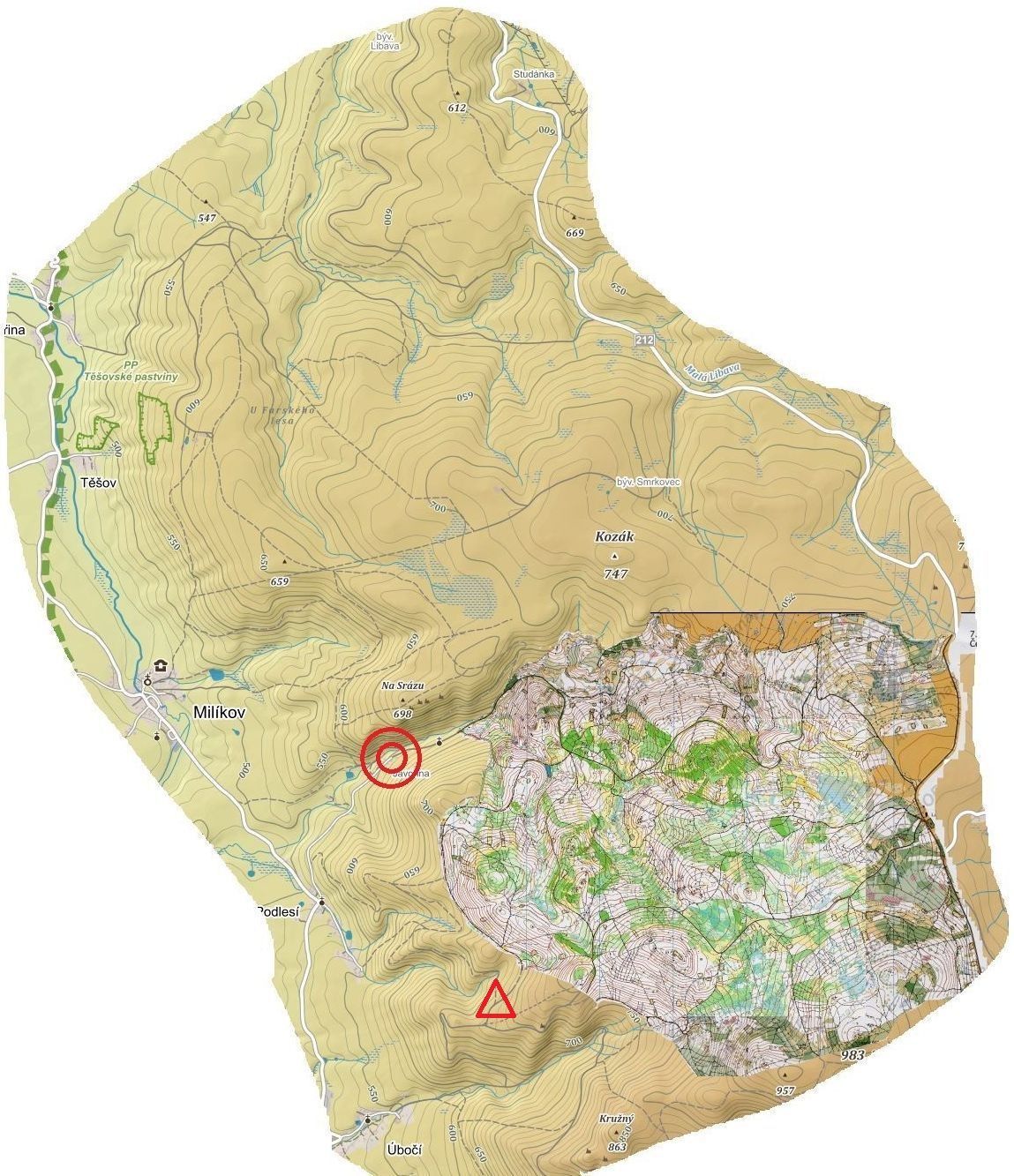relativní mapa pro foxoring